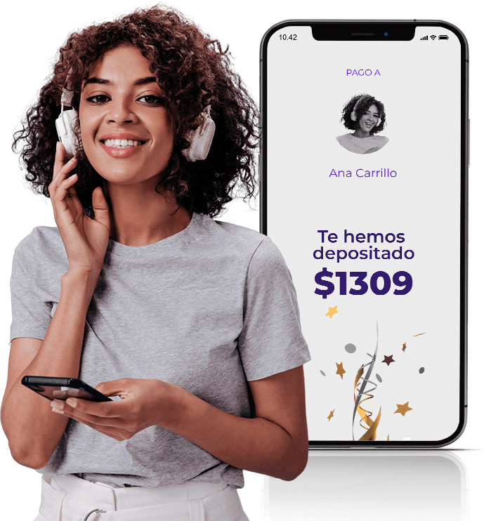 Chica de Salduu celebrando pago