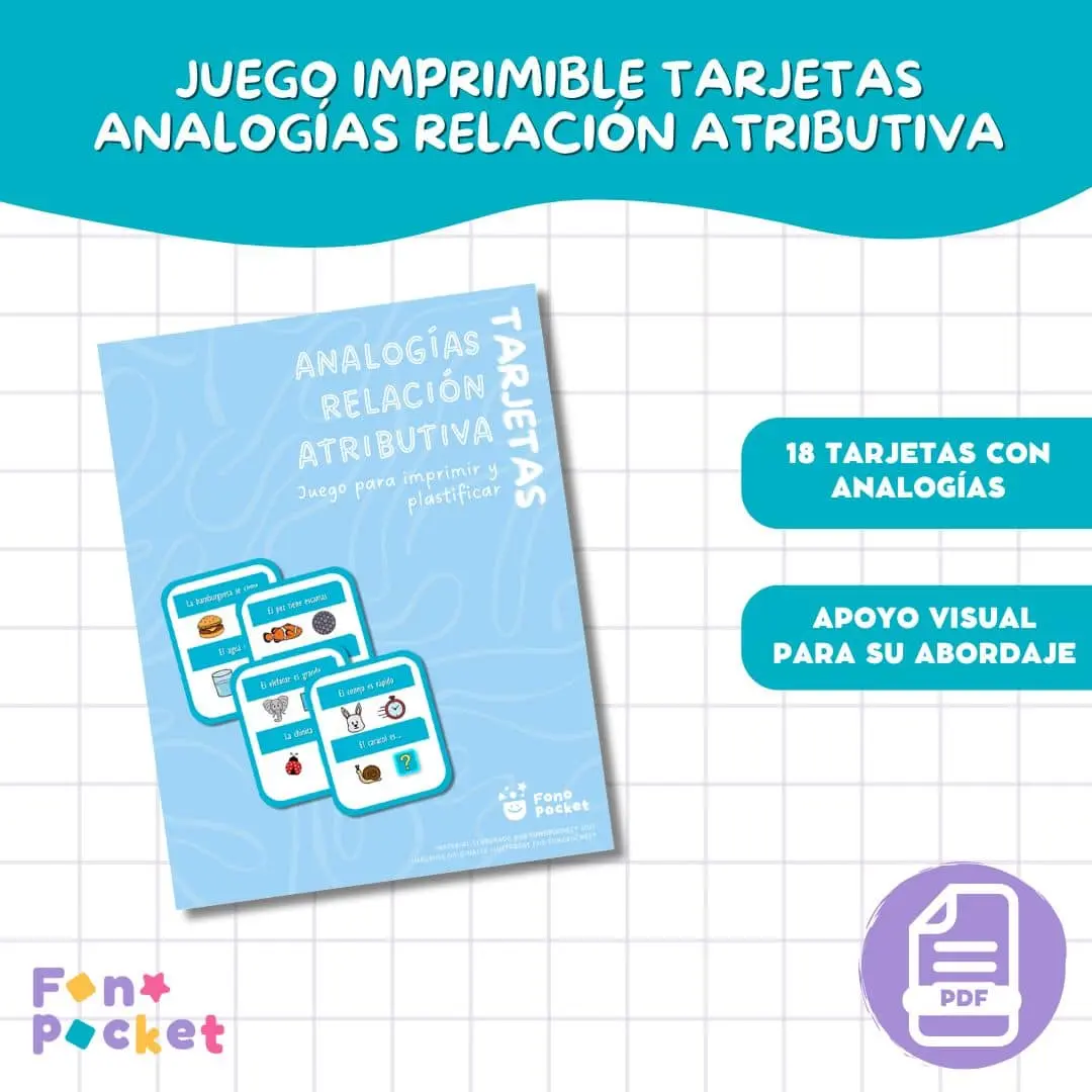 Tarjetas analogías relación atributiva