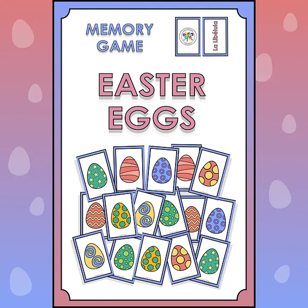 Memory Match Game Easter Eggs Pairs Color BW Cut Spring