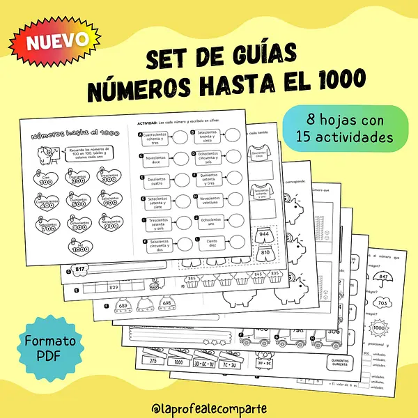 Set de guías de números hasta el 1000