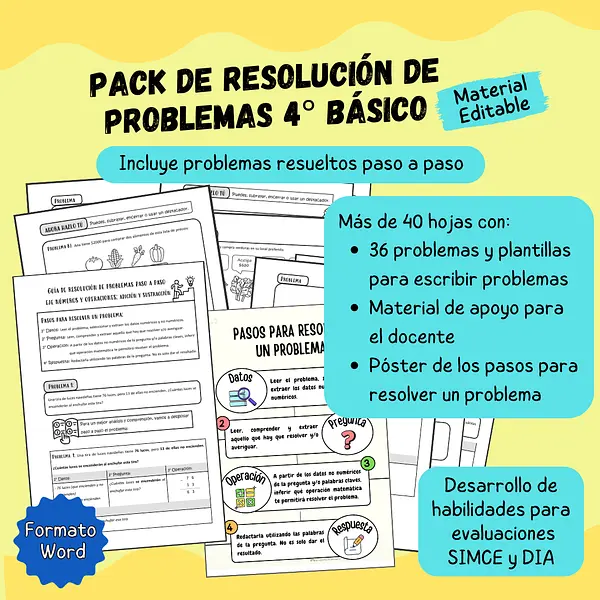 Pack Resolución de problemas 4° básico
