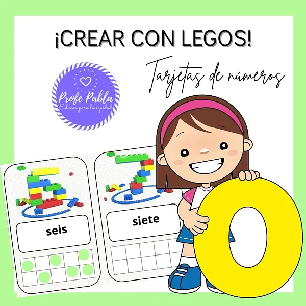 Crear con legos, tarjetas de números 0 al 20