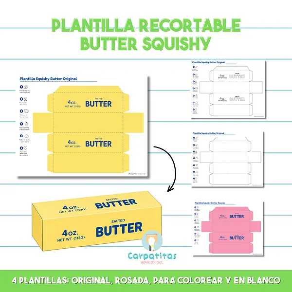 Plantilla Squishy de Mantequilla | Butter Paper Squishy PDF