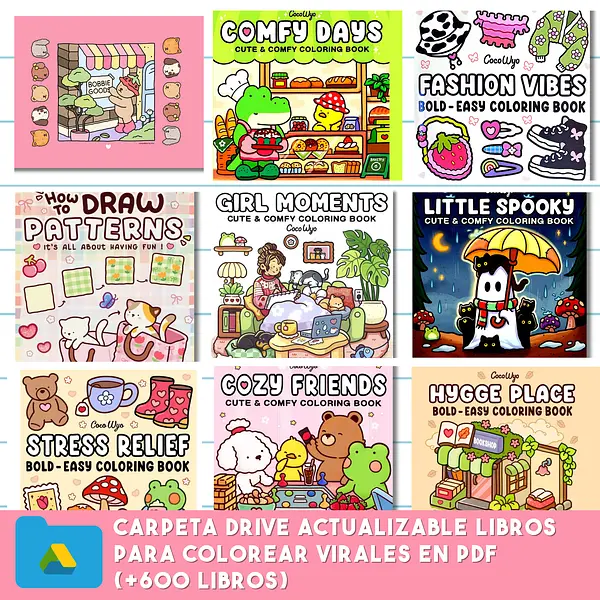 Carpeta con Libros Para Colorear Virales de Tik Tok en PDF Tipo Cozy, Boobie Goods, Cocowyo, Comfy