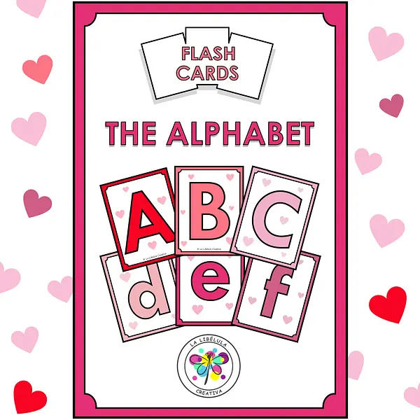 Flash Cards Alphabet ABC Valentines Day Love Letters Color BW February