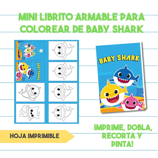 Mini Librito Para Colorear de Baby Shark| PDF Imprimible