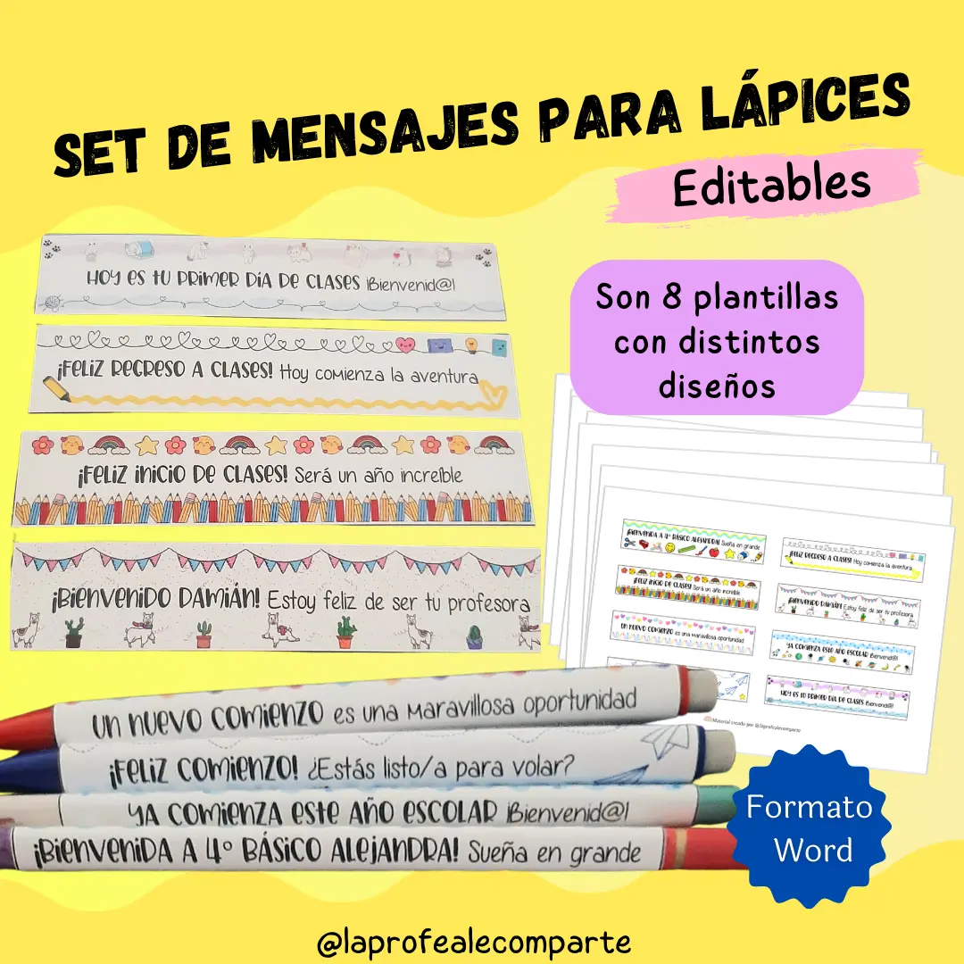 Set de mensajes editables para lápices