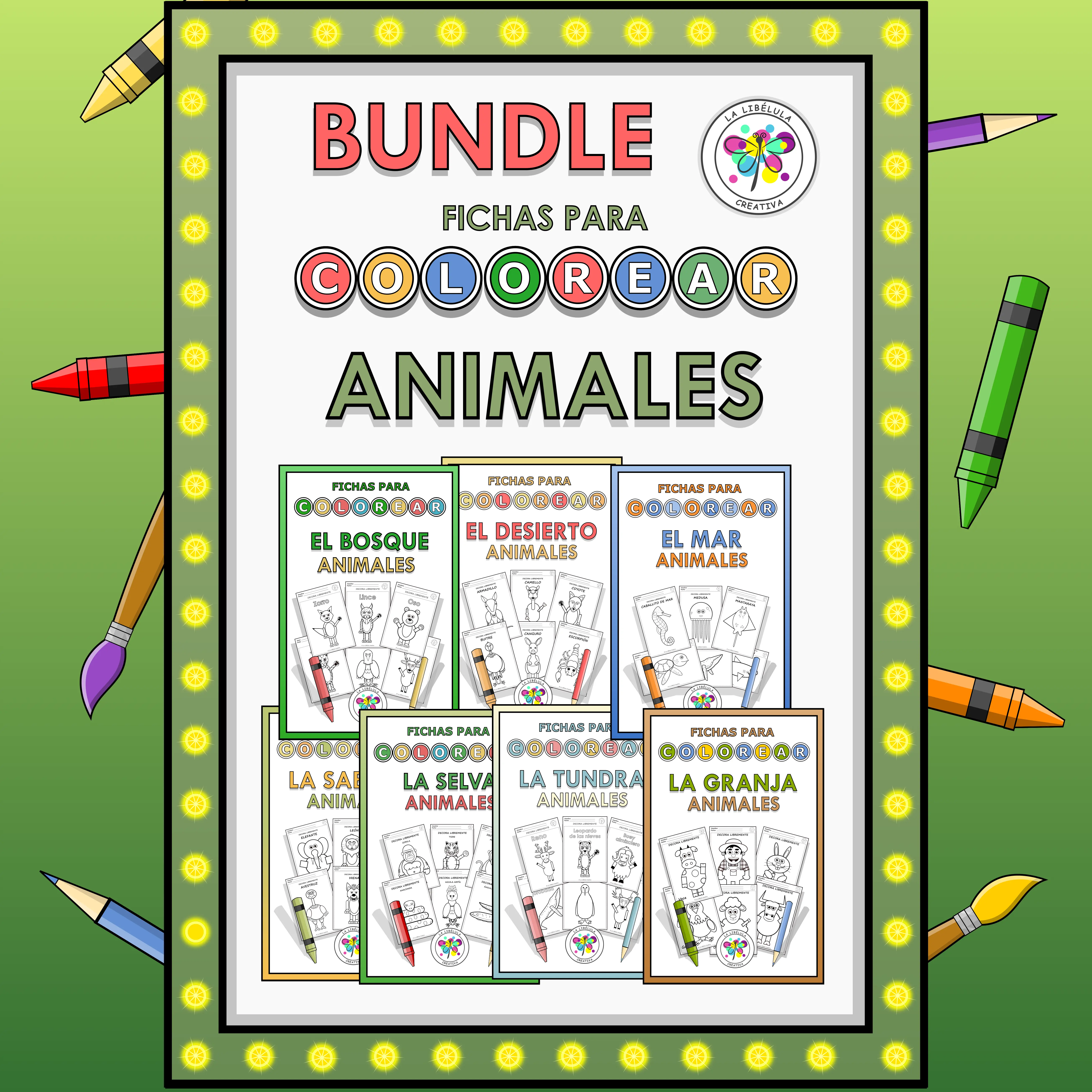 Bundle Spanish Worksheets Coloring Animals Hojas Colorear Animales Craft