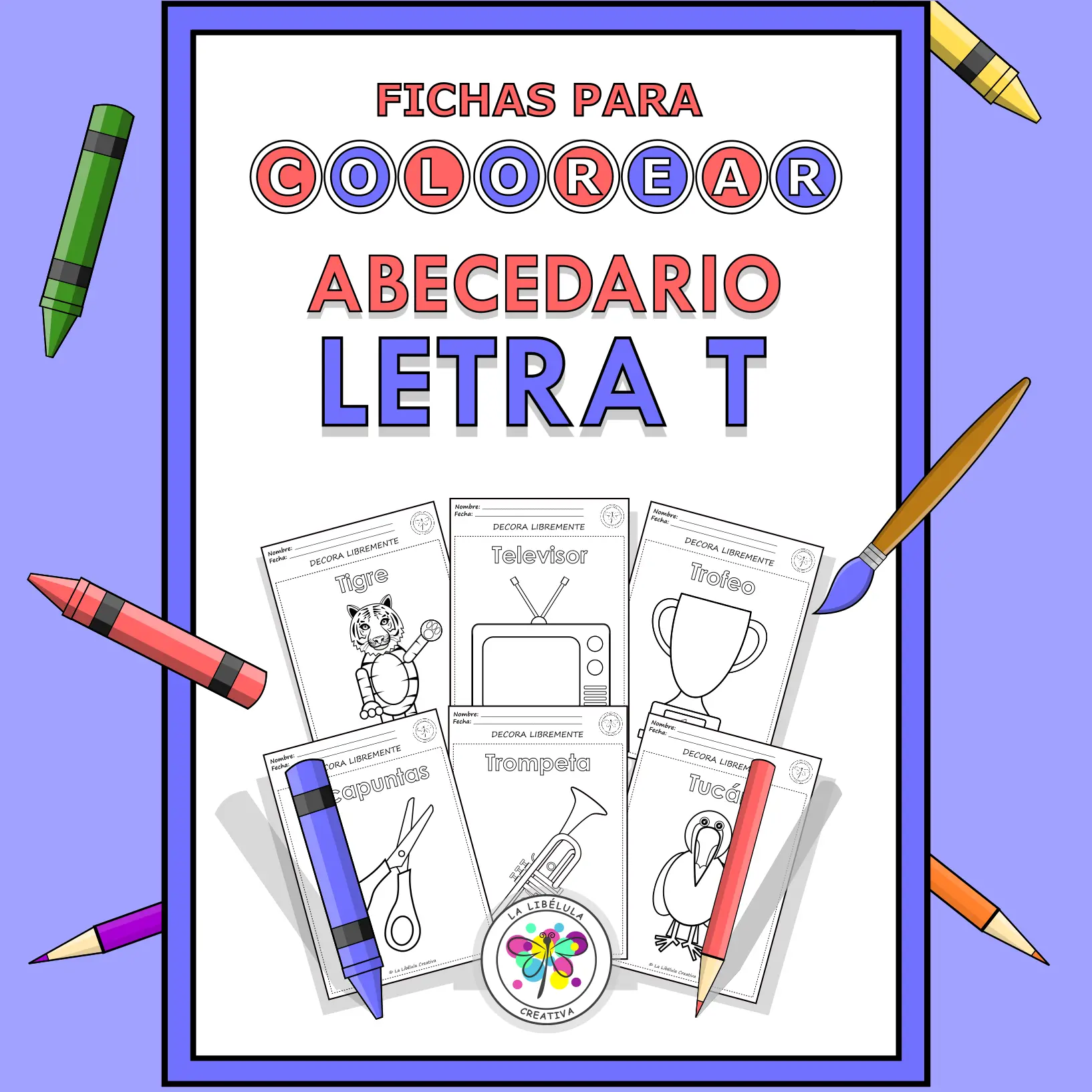 Spanish Worksheets Coloring Letter T Objects Colorear Letra T Objetos NO PREP