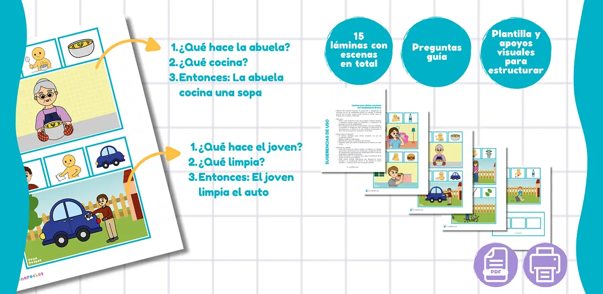 Láminas para elicitar oraciones con complemento directo Fonopocket (2).png