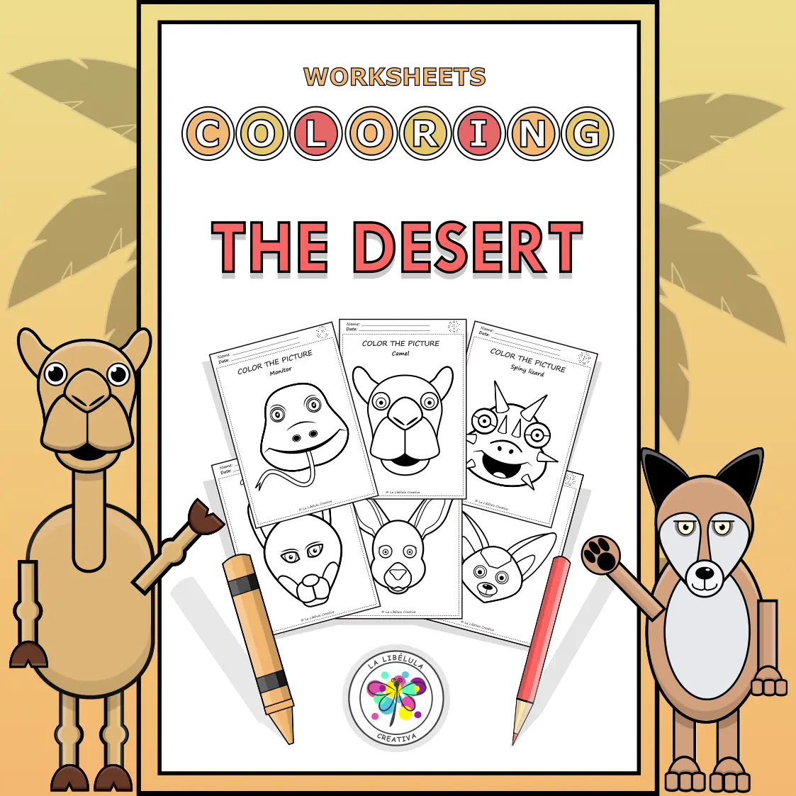 Coloring Worksheets Faces Desert Wild Animals Painting Decorate Craft NO PREP