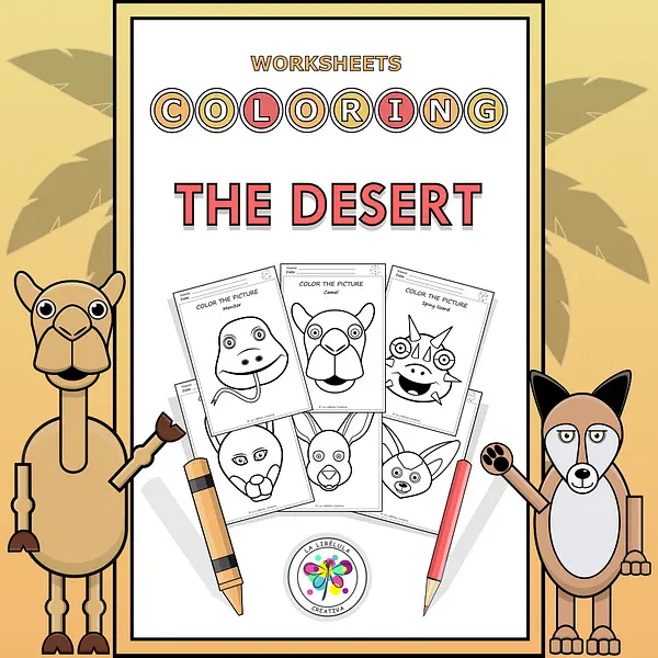 Coloring Worksheets Faces Desert Wild Animals Painting Decorate Craft NO PREP