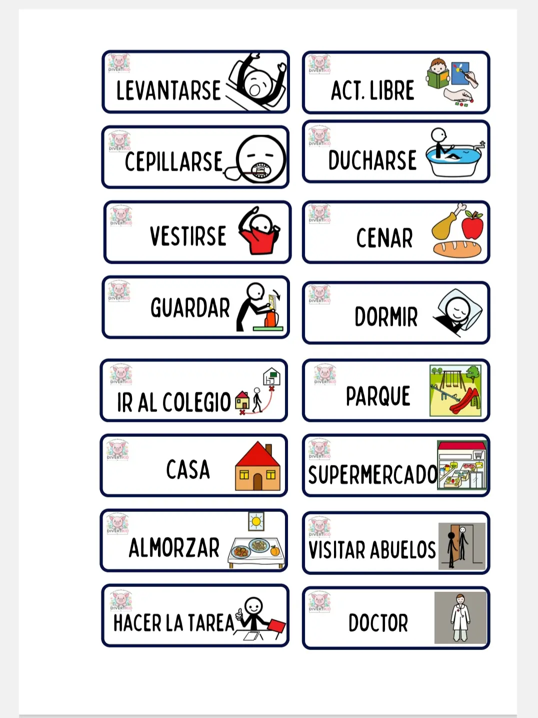 Cronograma Rutina Casa Pictograma