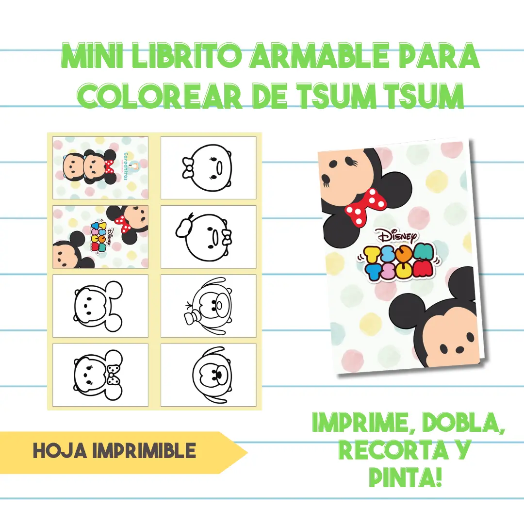 Mini Librito Para Colorear de Tsum Tsum| PDF Imprimible