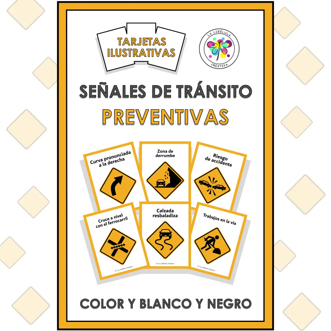 Spanish Flash Cards Preventive Road Traffic Signs Tarjetas Señales Tránsito Preventivas