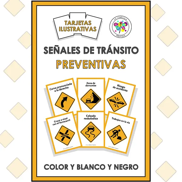Spanish Flash Cards Preventive Road Traffic Signs Tarjetas Señales Tránsito Preventivas