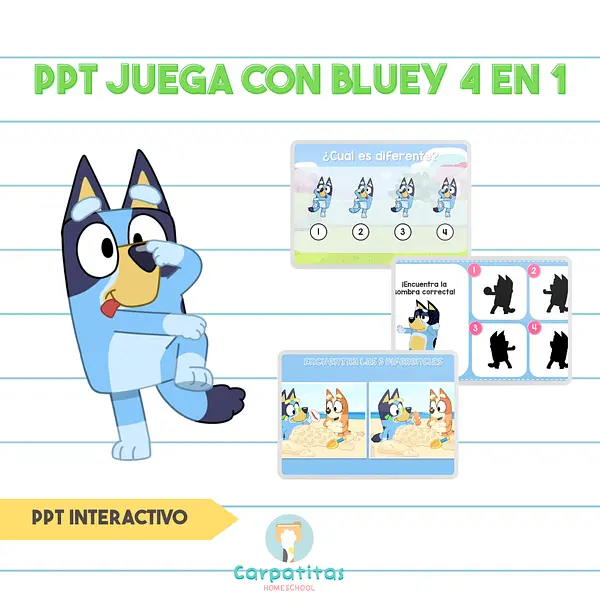 Juega con Bluey 4 en 1 - PPT Interactivo de Bluey