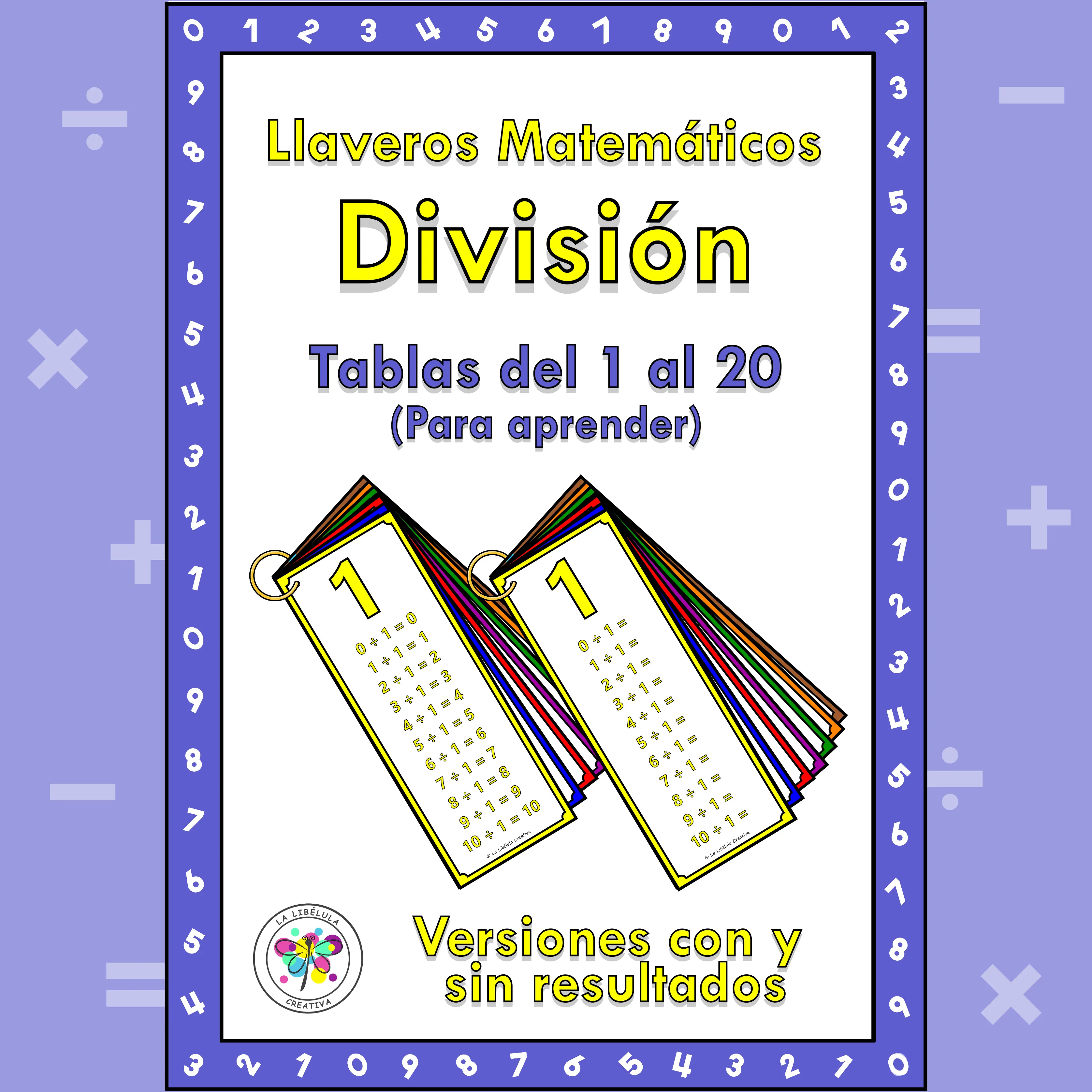 Spanish Keychain Division Numbers Llavero Matemático División Aprender Números