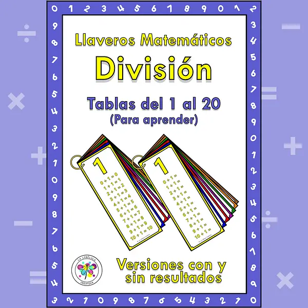 Spanish Keychain Division Numbers Llavero Matemático División Aprender Números