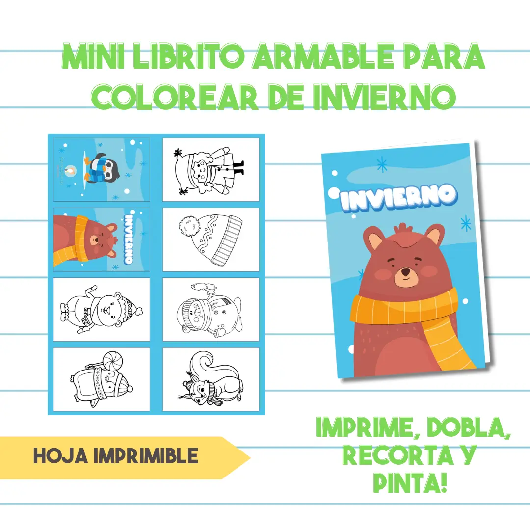 Gratis Mini Librito Para Colorear de Invierno| PDF Imprimible