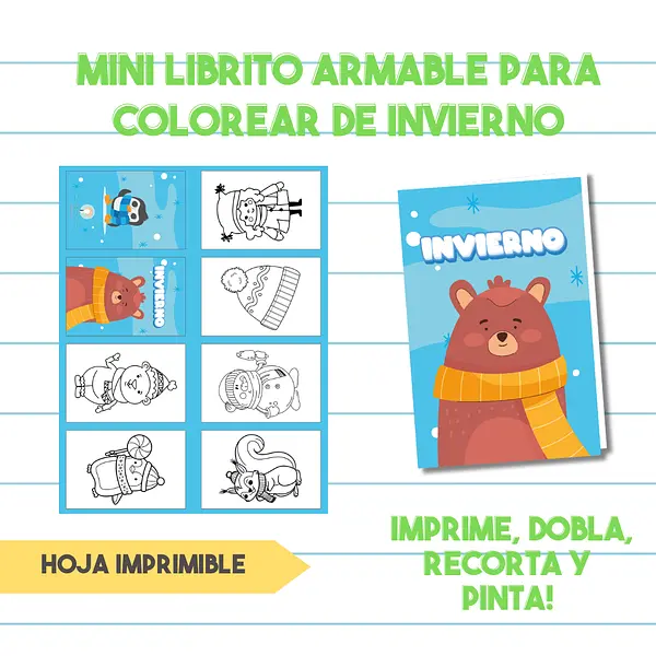 Gratis Mini Librito Para Colorear de Invierno| PDF Imprimible