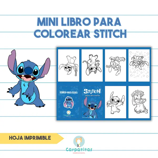 Mini Librito Para Colorear de Stitch - Hoja Imprimible Para Armar