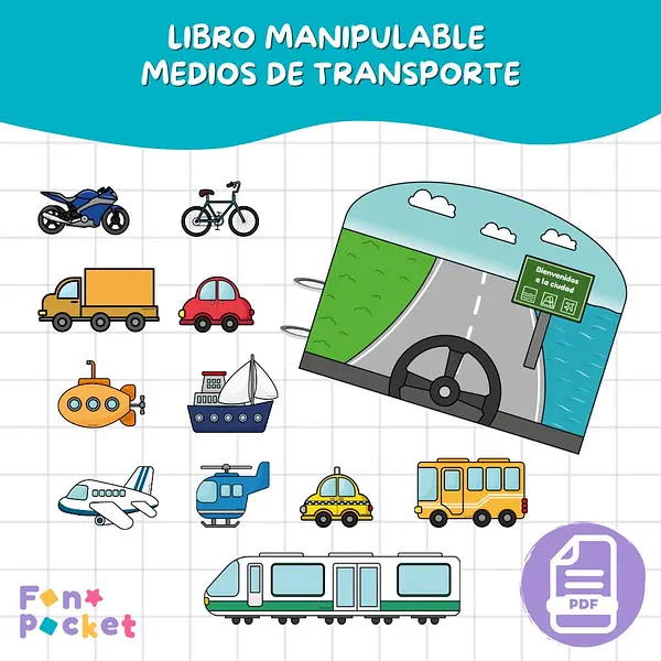 Libro manipulable Medios de transporte