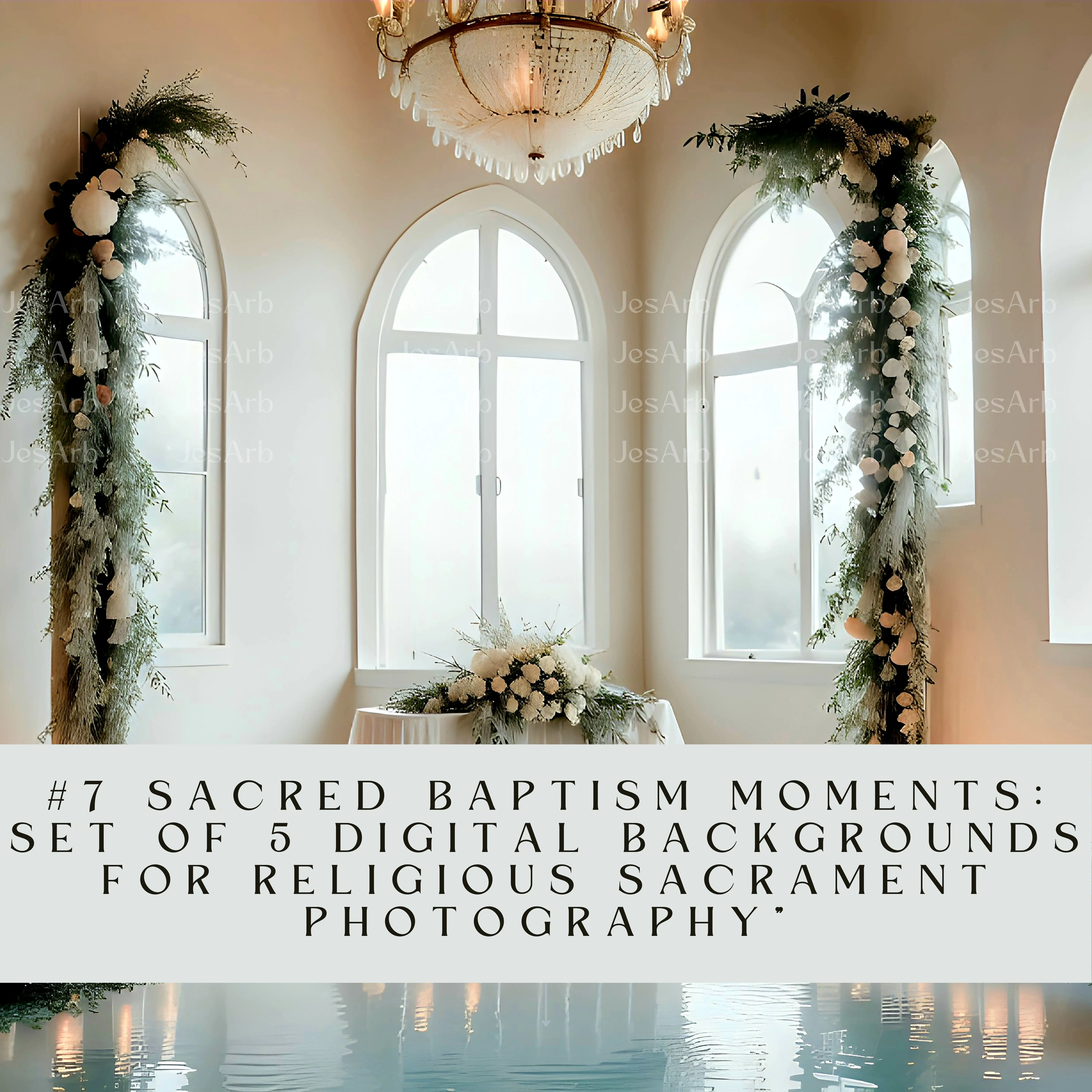 #7 Sacred Baptism Moments: Set of 5 Digital Backgrounds for Religious Sacrament Photography