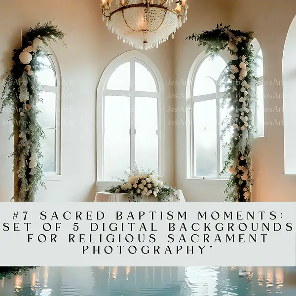 #7 Sacred Baptism Moments: Set of 5 Digital Backgrounds for Religious Sacrament Photography