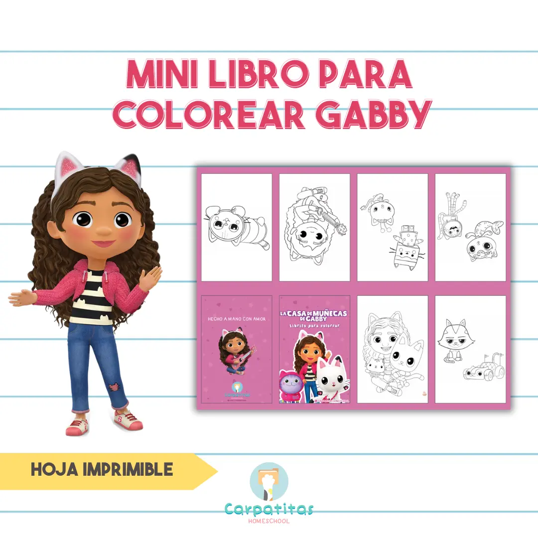 Mini Librito Para Colorear de La Casa de Muñeca de Gabby - Hoja Imprimible Para Armar