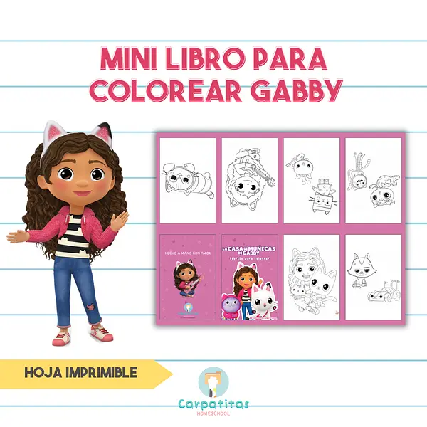 Mini Librito Para Colorear de La Casa de Muñeca de Gabby - Hoja Imprimible Para Armar