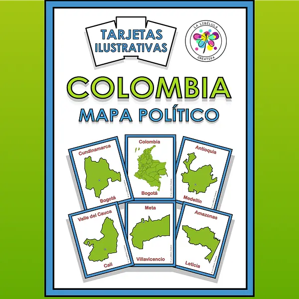 Spanish Flash Cards Political Map Country Tarjetas Mapa Político País Colombia
