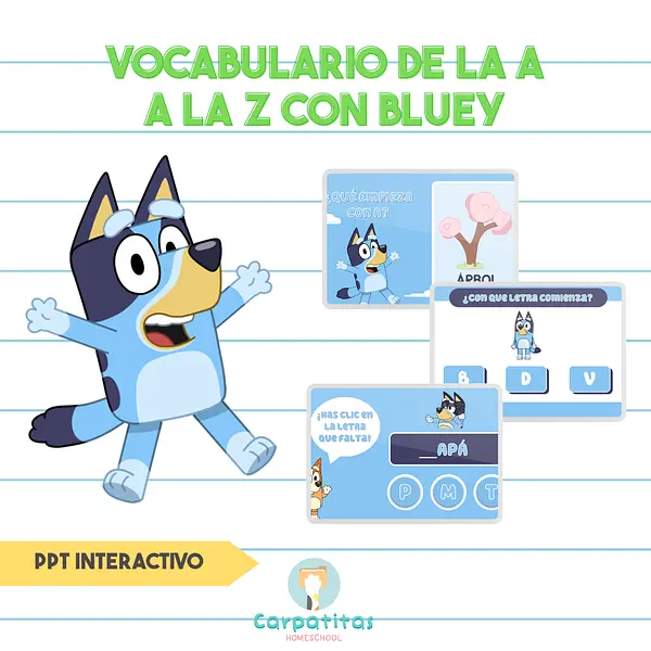 Vocabulario de la A a la Z con Bluey - PPT Interactivo