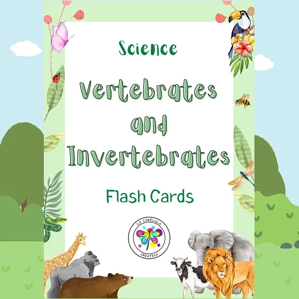 Flash Cards Science Animals Vertebrates Invertebrates Color Cut No Prep