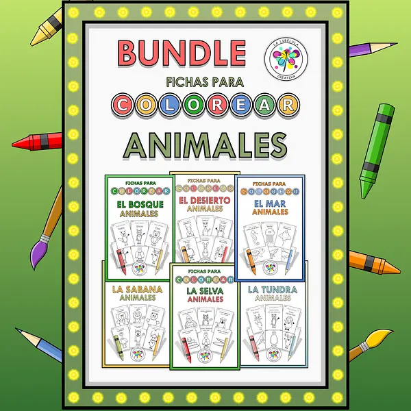 Bundle Spanish Worksheets Coloring Animals Hojas Colorear Animales Salvajes Craft