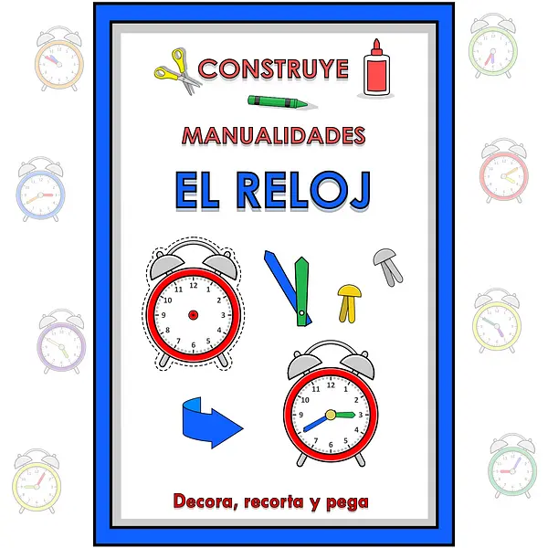 Spanish Build Clock Math Construye Reloj Matemáticas Craft NO PREP Primary