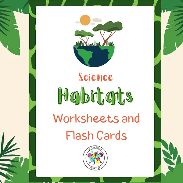 Science Habitats Worksheets Flash Cards Animals Adaptation Land NO PREP Color