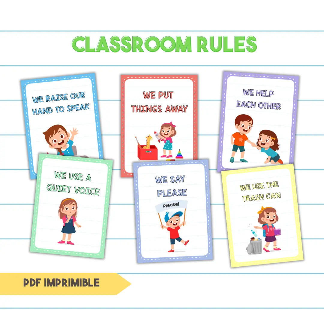 Classroom Rules Posters - Reglas de la Clase en Inglés