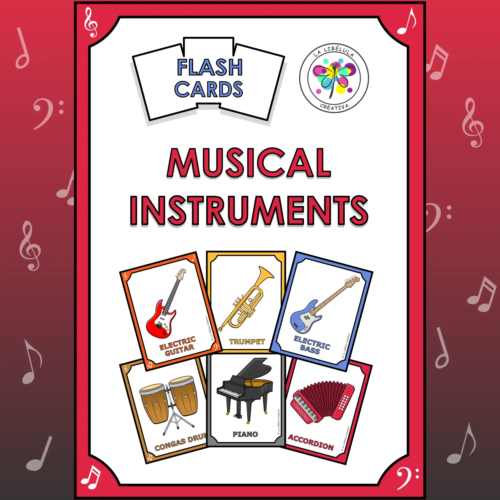 Flash Cards Musical Instrument Music NO PREP