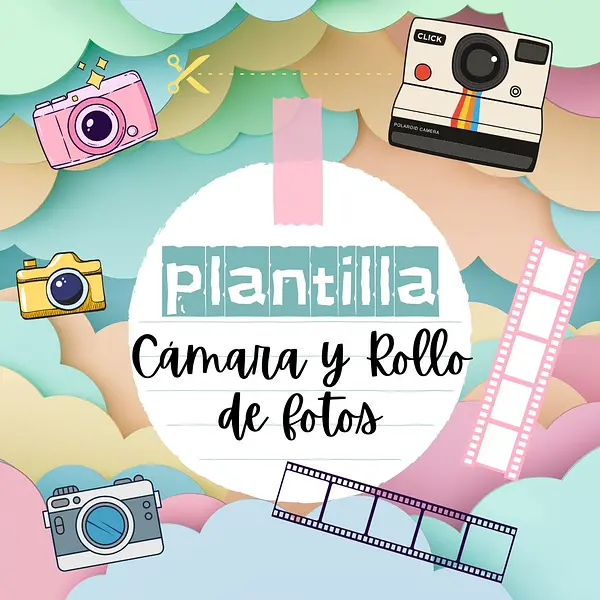 Plantilla cámara y rollo de fotos