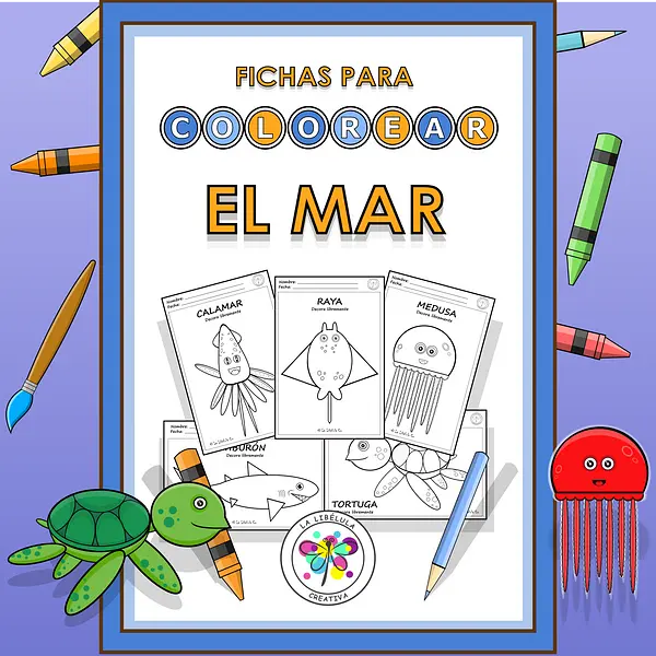 Spanish Worksheets Coloring Ocean Sea Animals Hojas Colorear Mar Animales