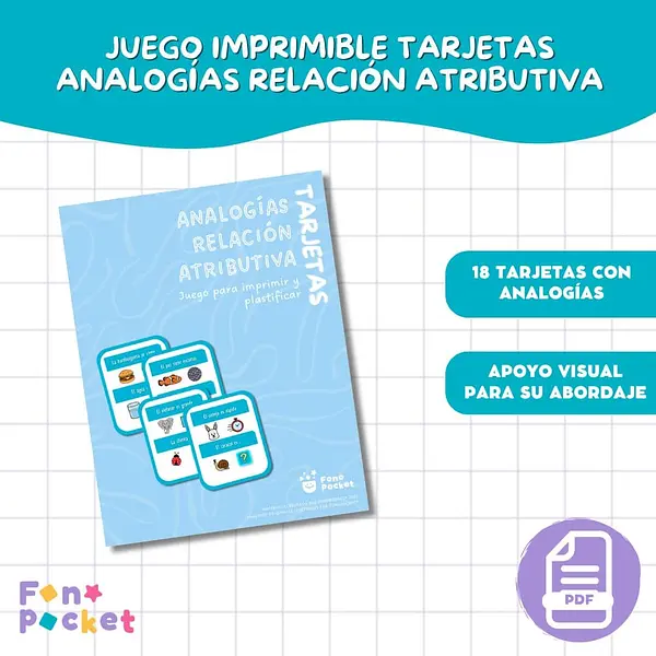 Tarjetas analogías relación atributiva