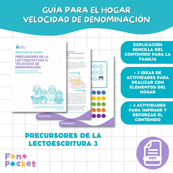 Guía para el hogar precursores de la lectoescritura 3: Velocidad de denominación