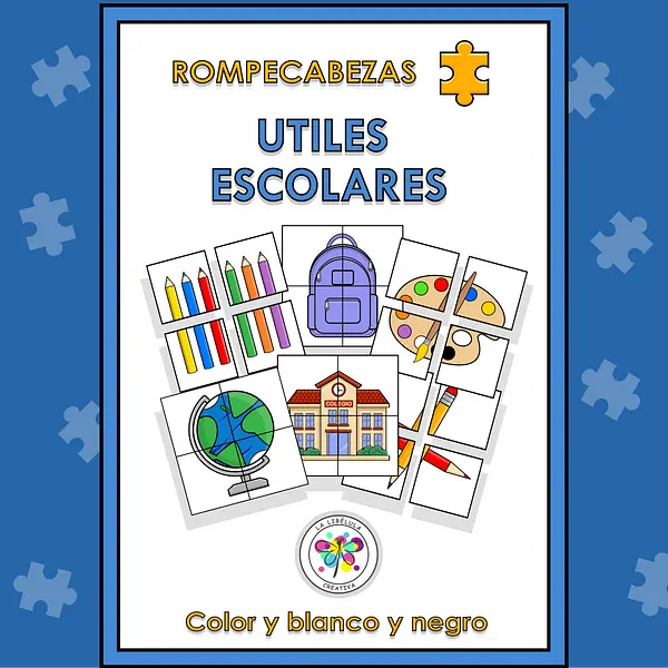Spanish Puzzle Game Back to school Supplies Rompecabezas Juego Utiles Escolares