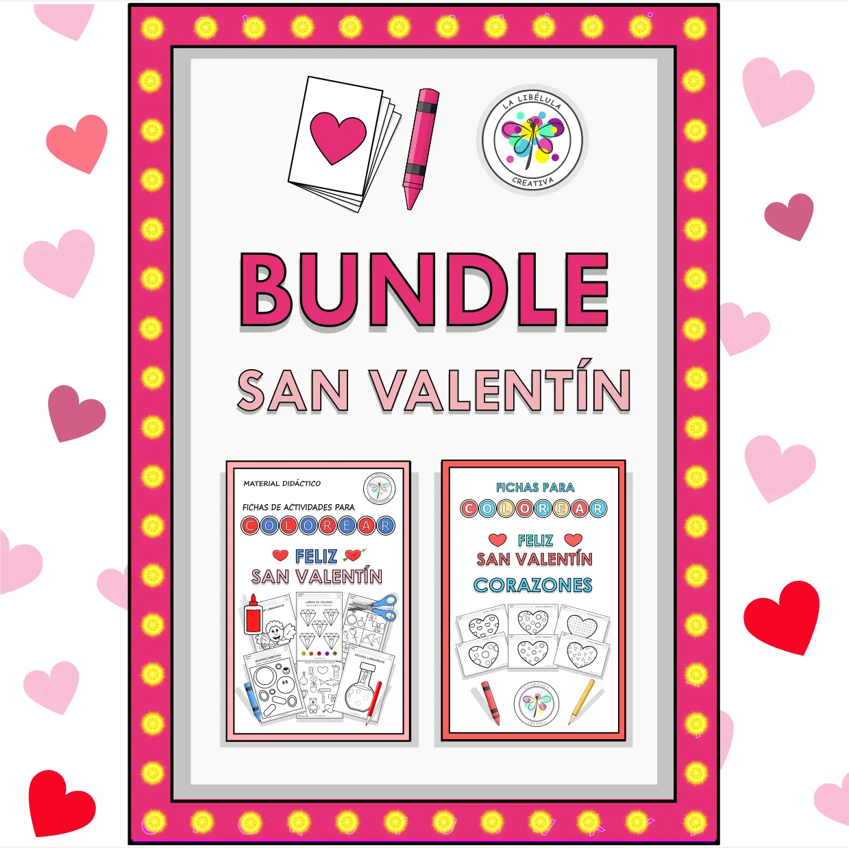 Bundle Spanish Activities Coloring Valentine's Hearts Colorear San Valentín