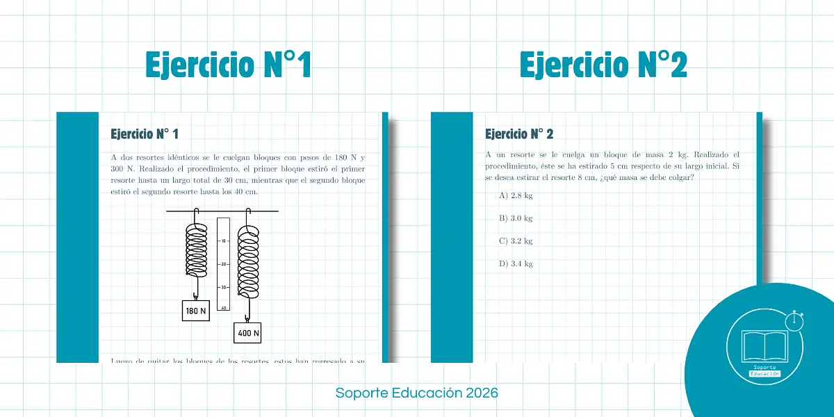 ejercicio resuelto mecánica LEY DE HOOKE preparación paes admisión universitaria soporte educación (2).png