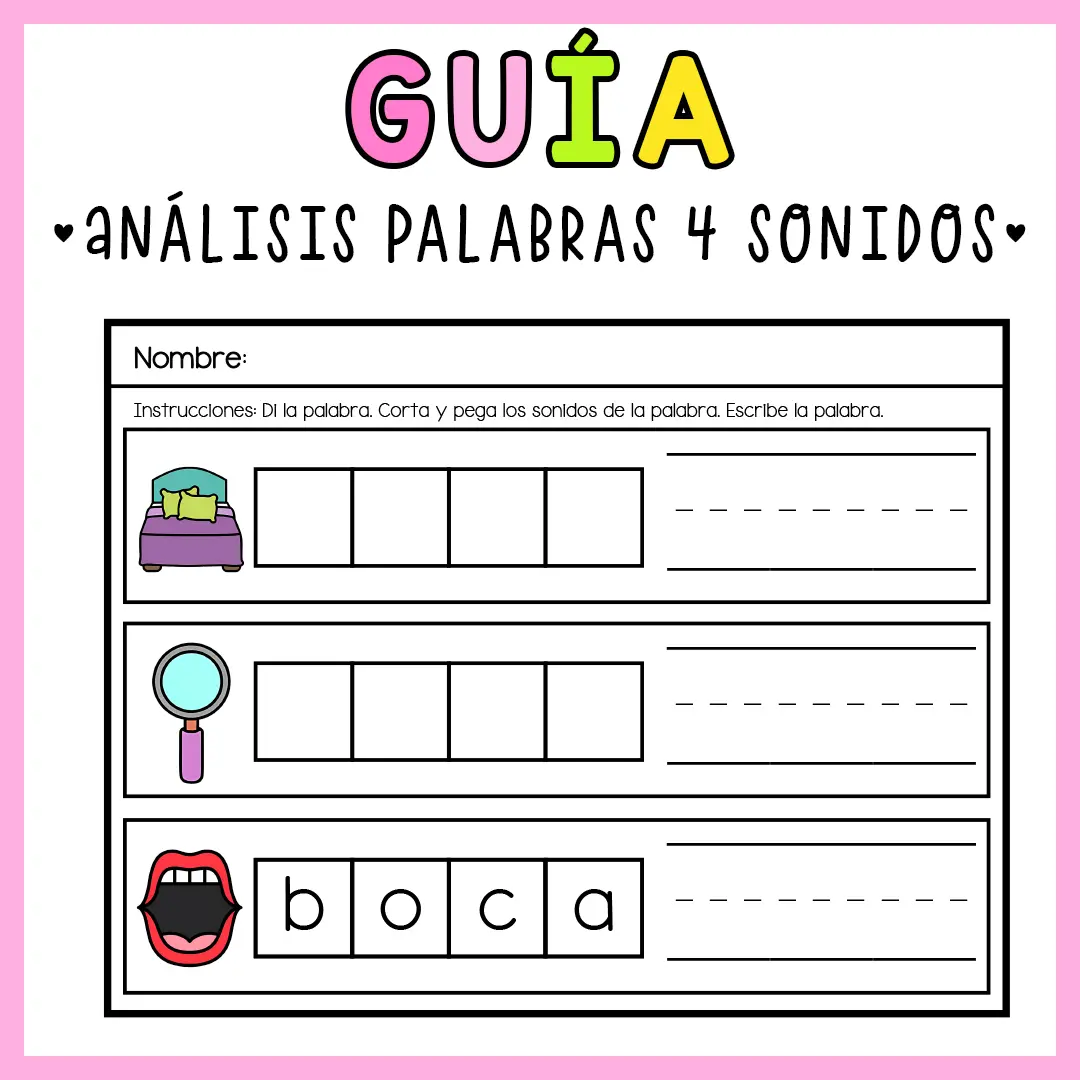 GUÍA ANÁLISIS PALABRAS 4 LETRAS