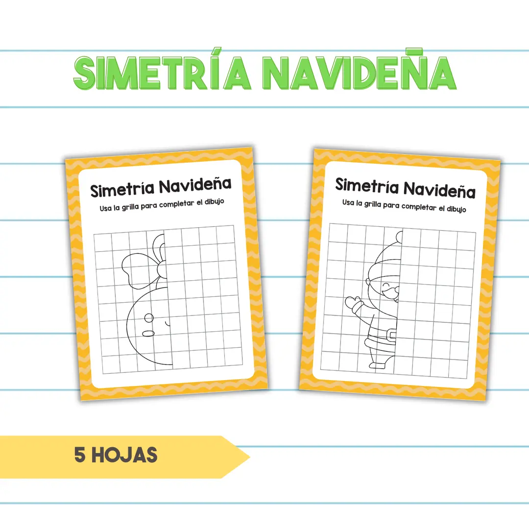 Simetría Navideña Para Completar - PDF Imprimible