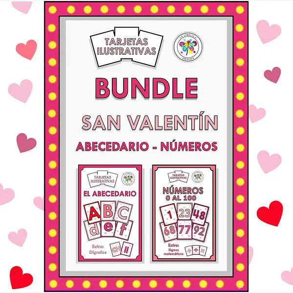 Bundle Spanish Flash Cards Numbers ABC Valentine's Tarjetas Números Valentín