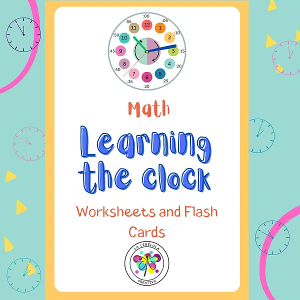 Clock Math Worksheets Flash Cards Learning Time NO PREP